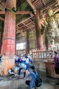 NARA PARK, JAPAN - OCTOBER 6, 2016: The main entrance to the temple Todai-ji. Great Buddha Hall. Royalty Free Stock Photo